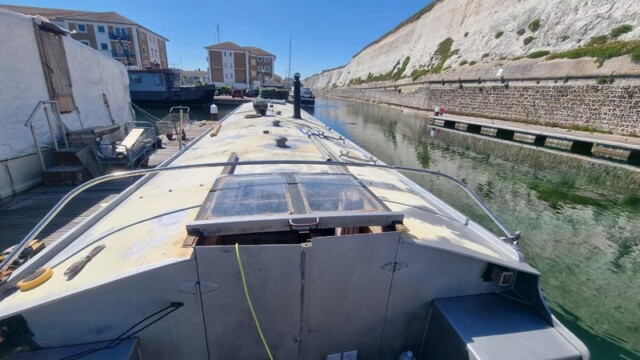 Marina boat roof restoration before